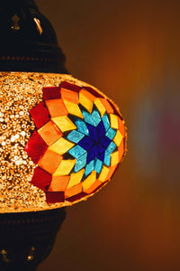 Turkish Mosaic Table Lamp Multicoloured Gold Beads Star Lighting Sydney Grand Bazaar 