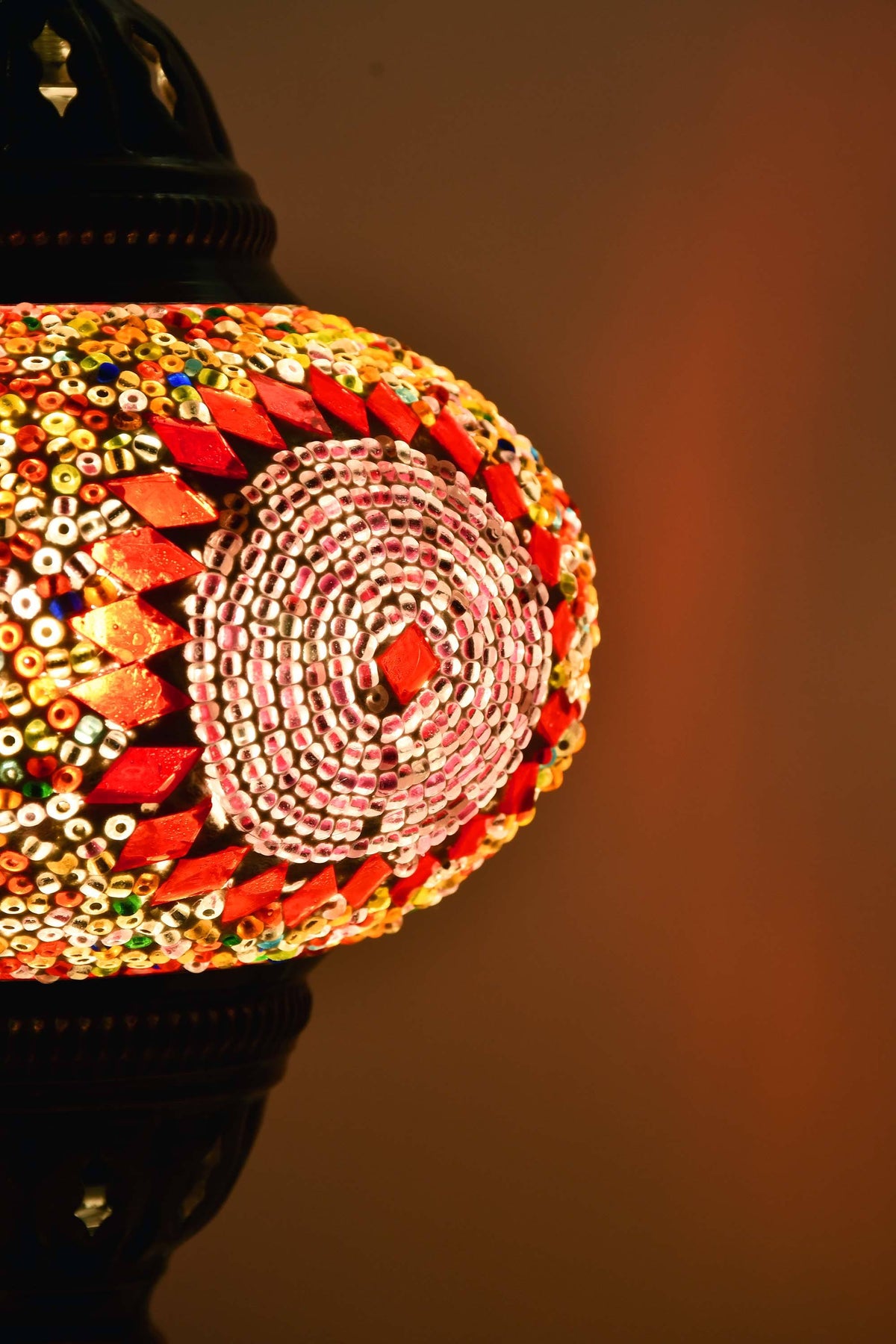 Turkish Mosaic Table Lamp Multicoloured Pink Circle Lighting Sydney Grand Bazaar 