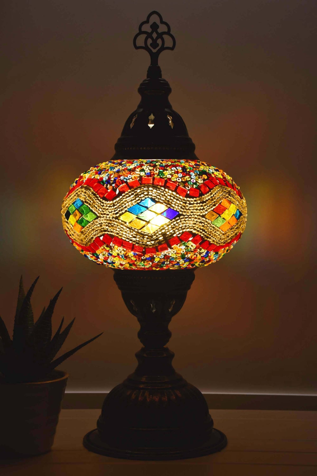 Turkish Mosaic Table Lamp Multicoloured Red Kilim Lighting Sydney Grand Bazaar 