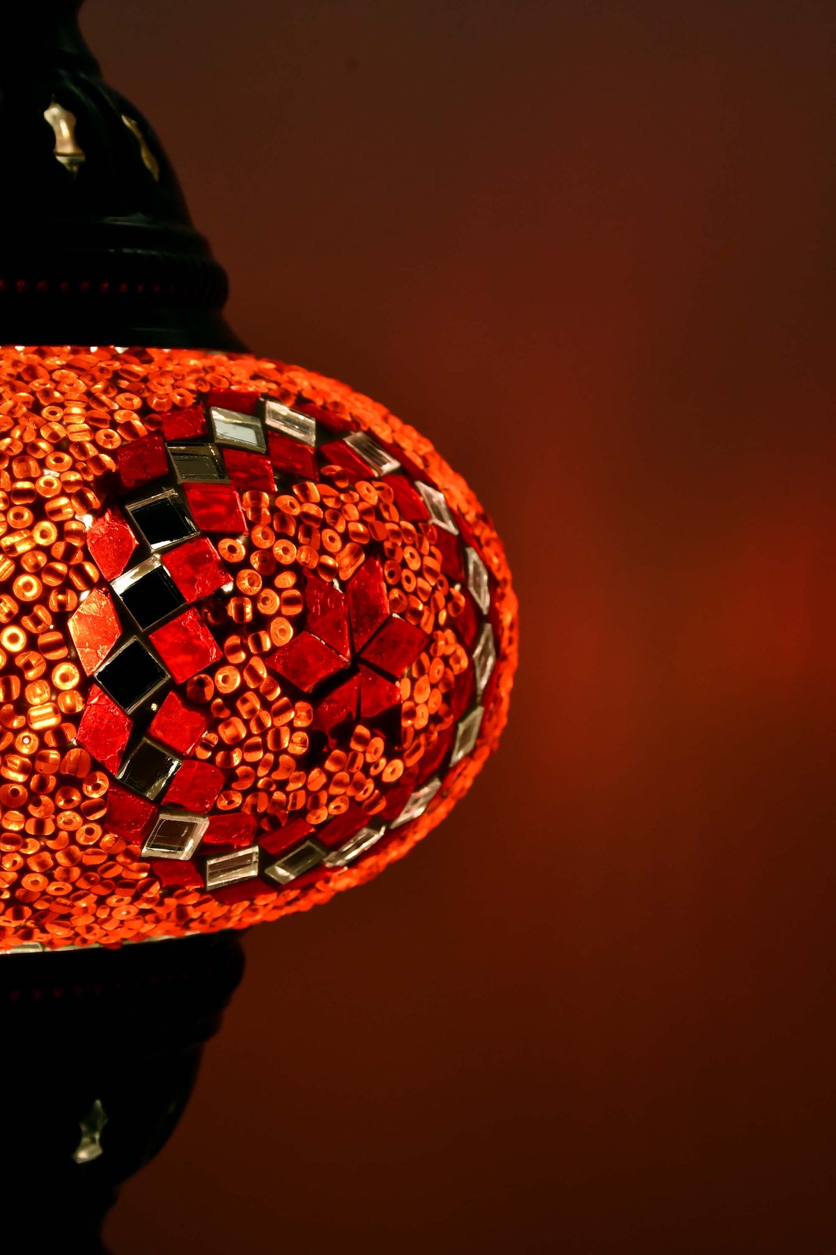 Turkish Mosaic Table Lamp Red Round Star Beads Lighting Sydney Grand Bazaar 