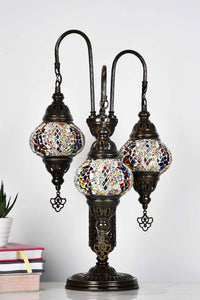 Turkish Mosaic Table Lamp Triple Medium Colourful Diamond Lighting Sydney Grand Bazaar 