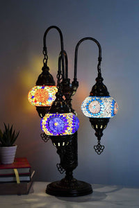 Turkish Mosaic Table Lamp Triple Medium Colourful Round Star Lighting Sydney Grand Bazaar 