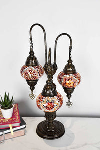 Turkish Mosaic Table Lamp Triple Medium Orange Star Mixed Lighting Sydney Grand Bazaar 