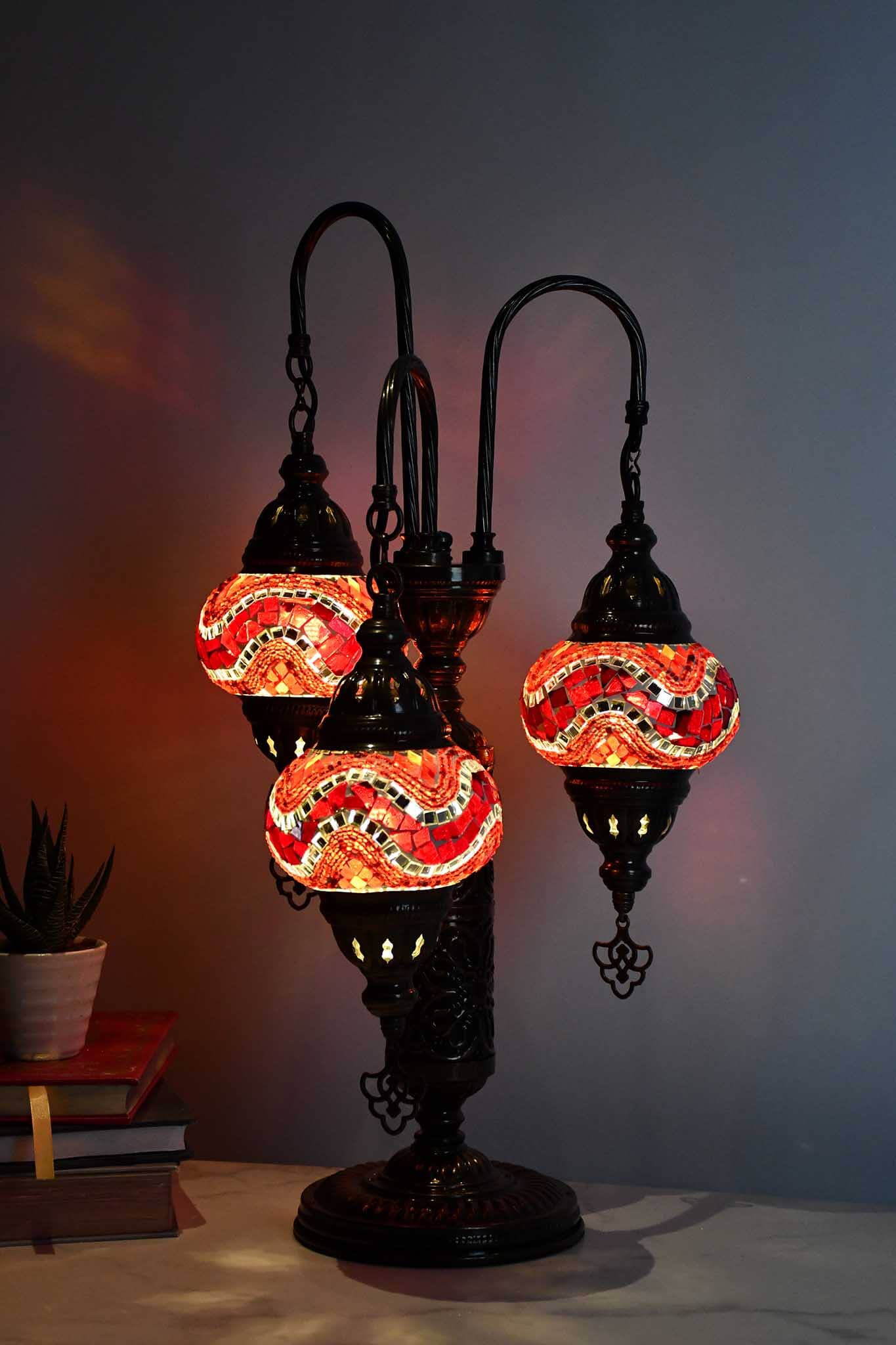 Top Mosaic Turkish Lamp Red Medium, Table Lamps