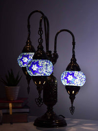 Turkish Mosaic Table Lamp Triple X Small Blue Star Beads Lighting Sydney Grand Bazaar 