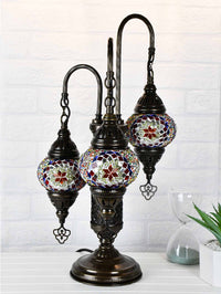 Turkish Mosaic Table Lamp Triple X Small Multicolour Red Green Lighting Sydney Grand Bazaar 