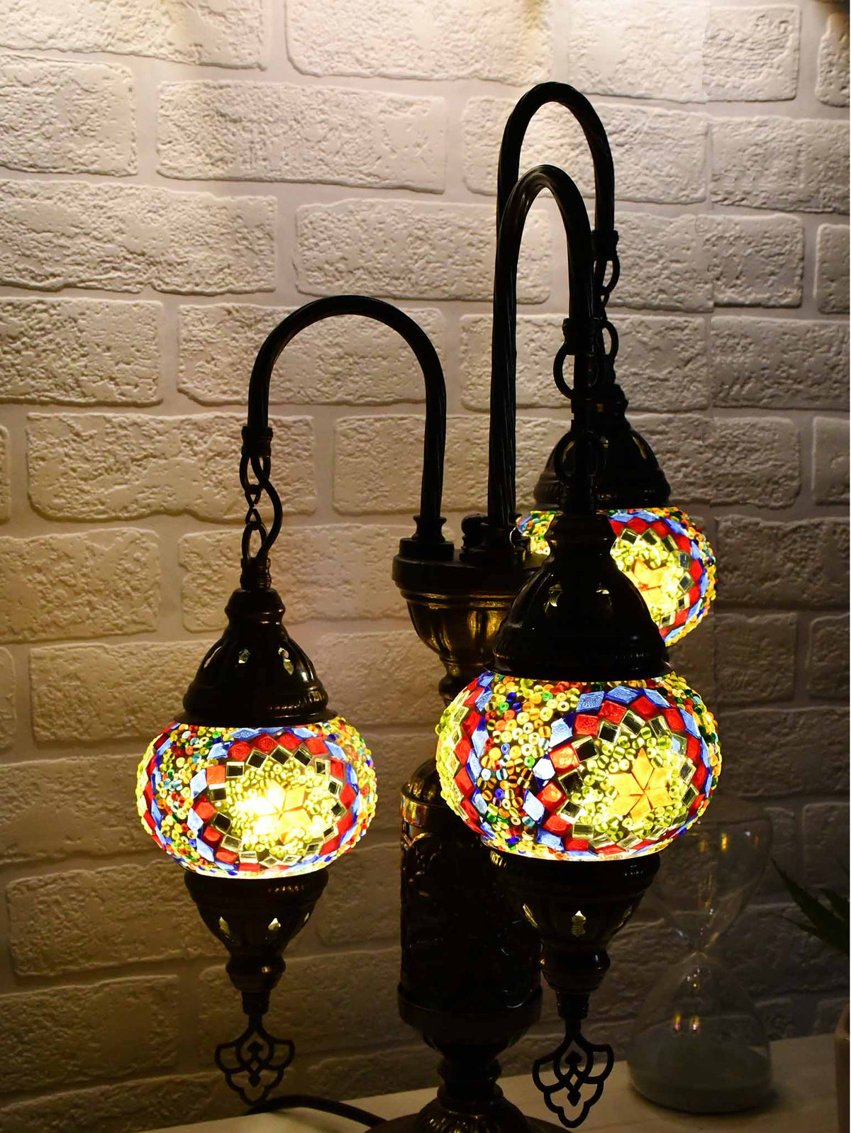 Turkish Mosaic Table Lamp Triple X Small Multicolour Red Green Lighting Sydney Grand Bazaar 