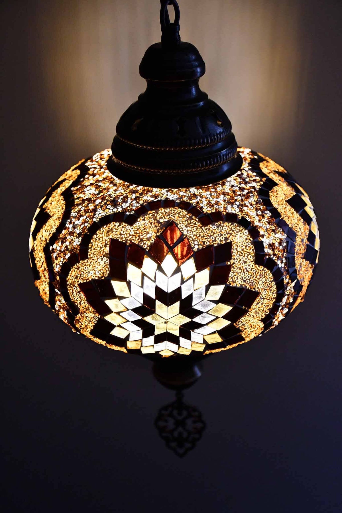 Turkish Pendant Light Brown Beads Flower Design B4 Lighting Sydney Grand Bazaar 