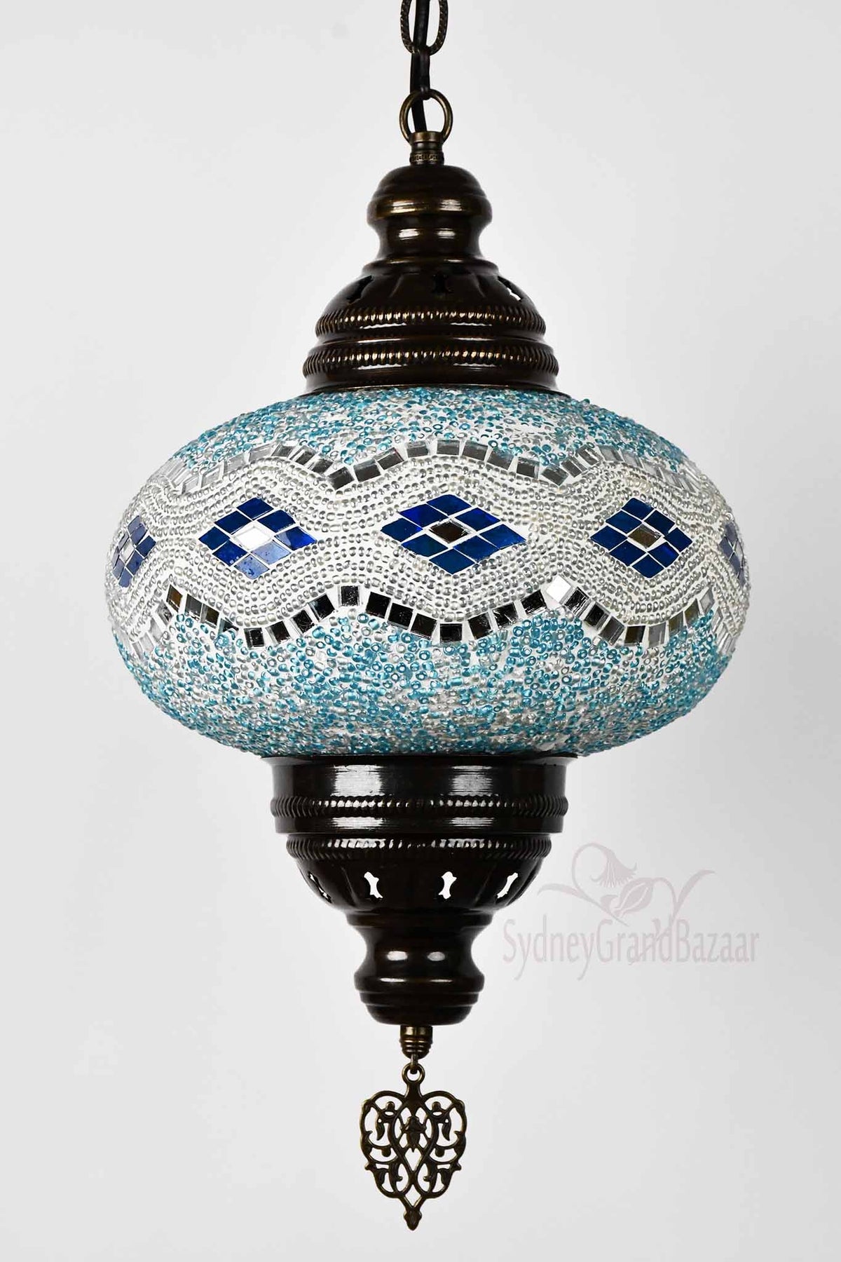 Turkish Pendant Light Long Kilim Turquoise B4 Lighting Sydney Grand Bazaar 