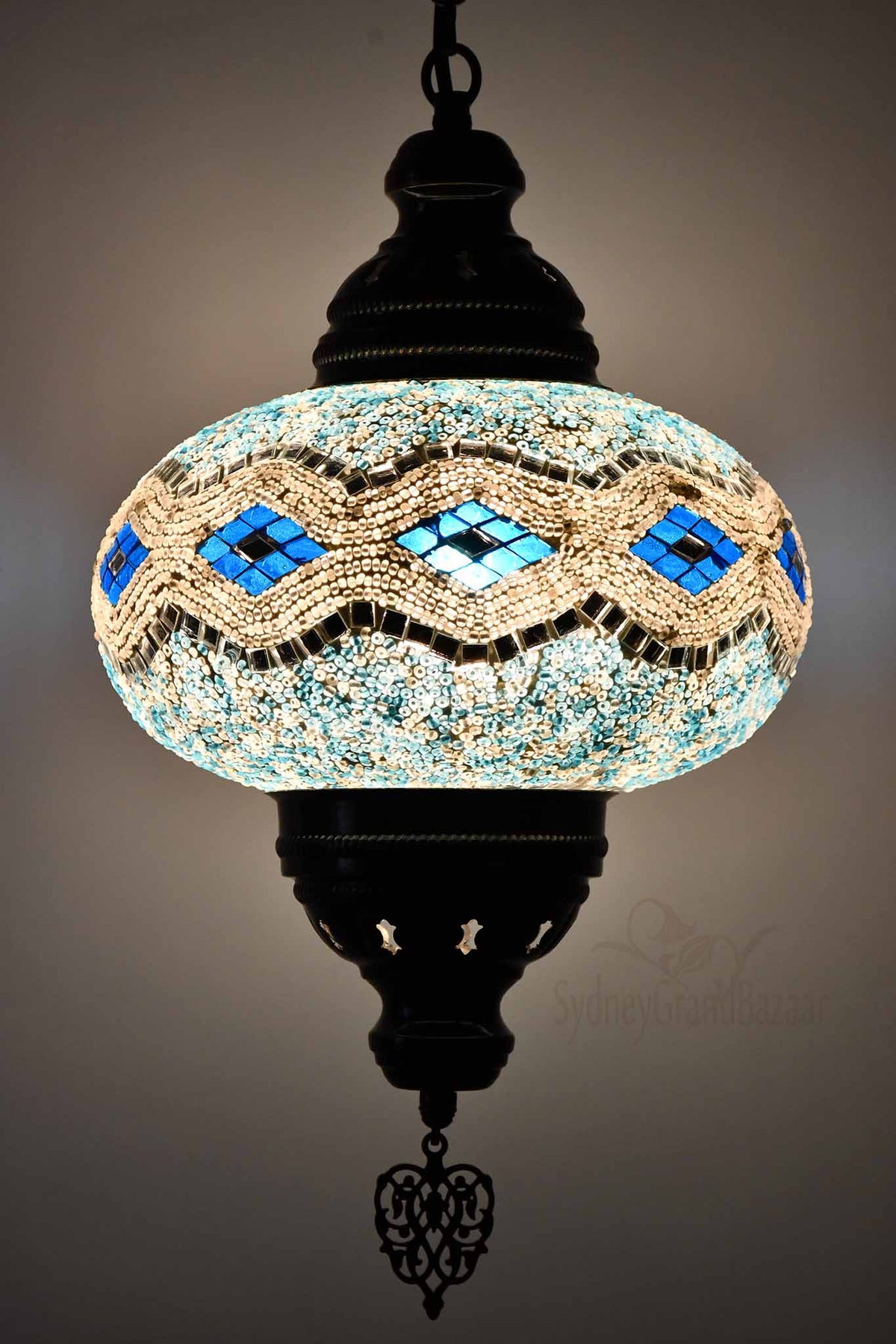 Turkish Pendant Light Long Kilim Turquoise B4 Lighting Sydney Grand Bazaar 