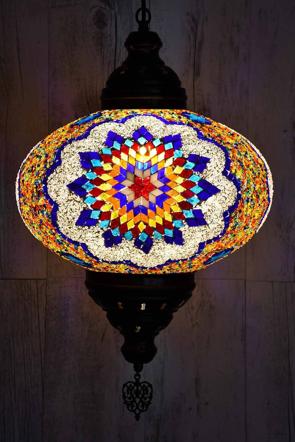 Turkish Pendant Light Multicoloured Blue Orange Star B5 Lighting Sydney Grand Bazaar 