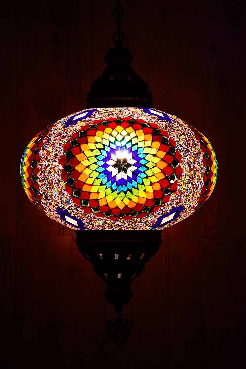 Turkish Pendant Light Multicoloured Rainbow Beads B5 Lighting Sydney Grand Bazaar 