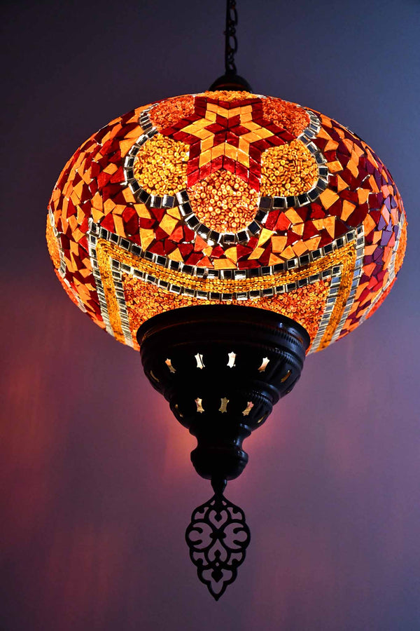 Turkish Pendant Light Orange Mosaic Flower B5 Lighting Sydney Grand Bazaar 