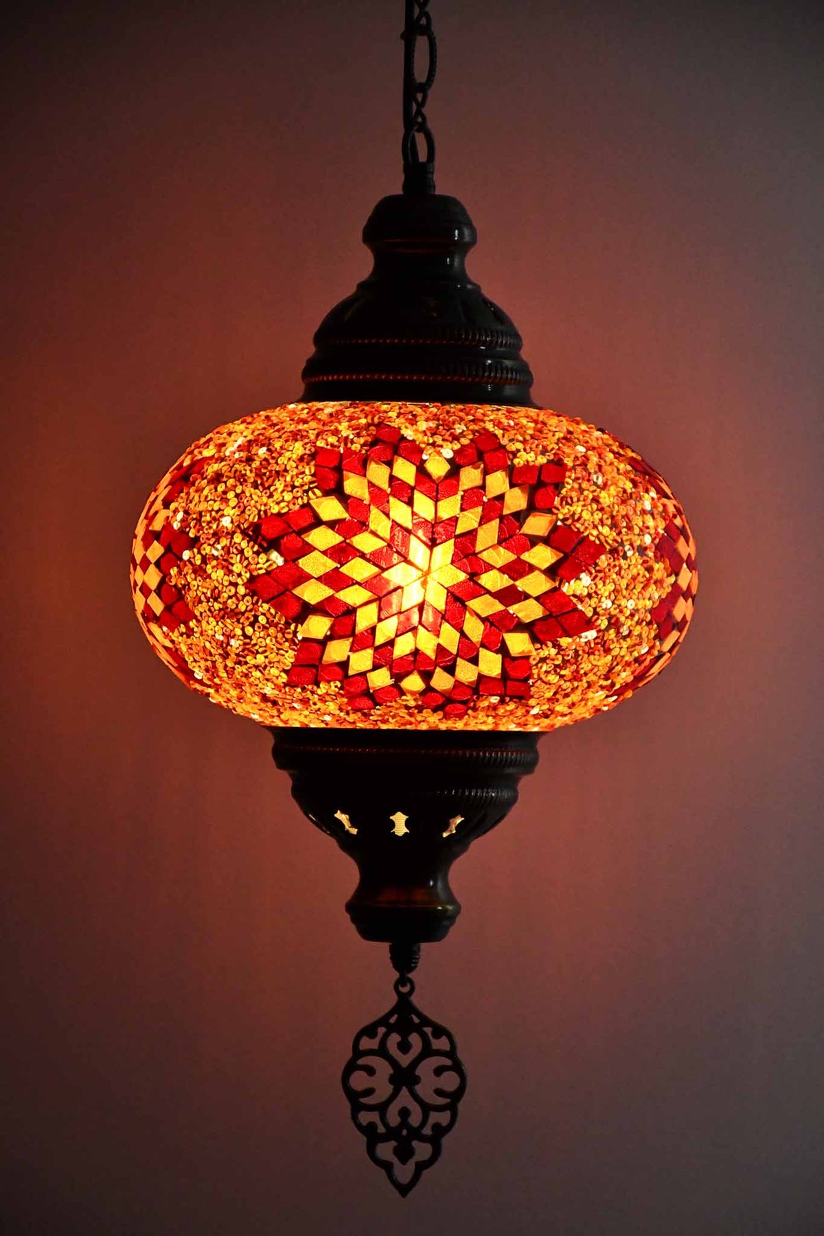 Turkish Pendant Light Red Orange Beads Star B4 Lighting Sydney Grand Bazaar 