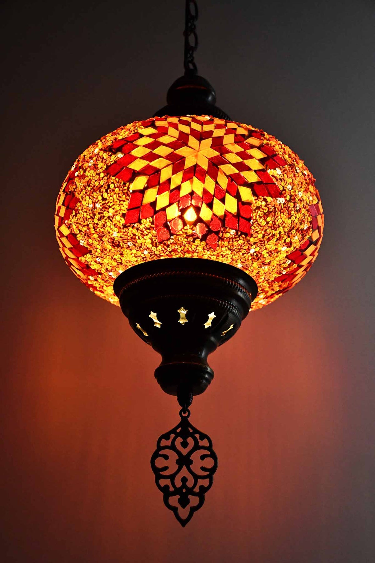 Turkish Pendant Light Red Orange Beads Star B4 Lighting Sydney Grand Bazaar 