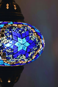 Turkish Table Lamp Blue Mosaic Star Lighting Sydney Grand Bazaar 