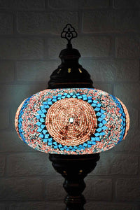 Turkish Table Lamp Large Aqua Pink Round Lighting Sydney Grand Bazaar 