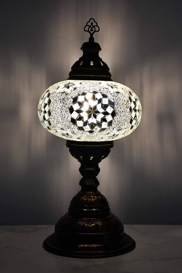 Turkish Table Lamp Large Clear White Beads Star Lighting Sydney Grand Bazaar 