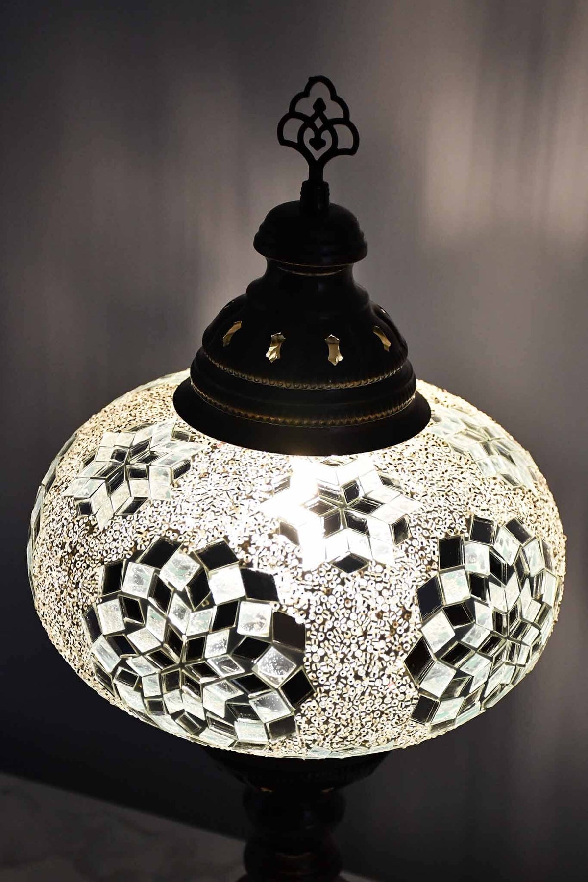 Turkish Table Lamp Large Clear White Beads Star Lighting Sydney Grand Bazaar 