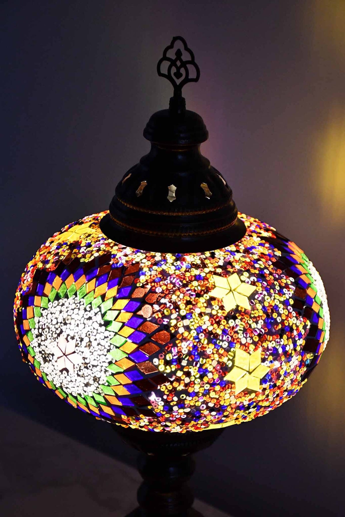 Turkish Table Lamp Large Colourful Round White Star Lighting Sydney Grand Bazaar 