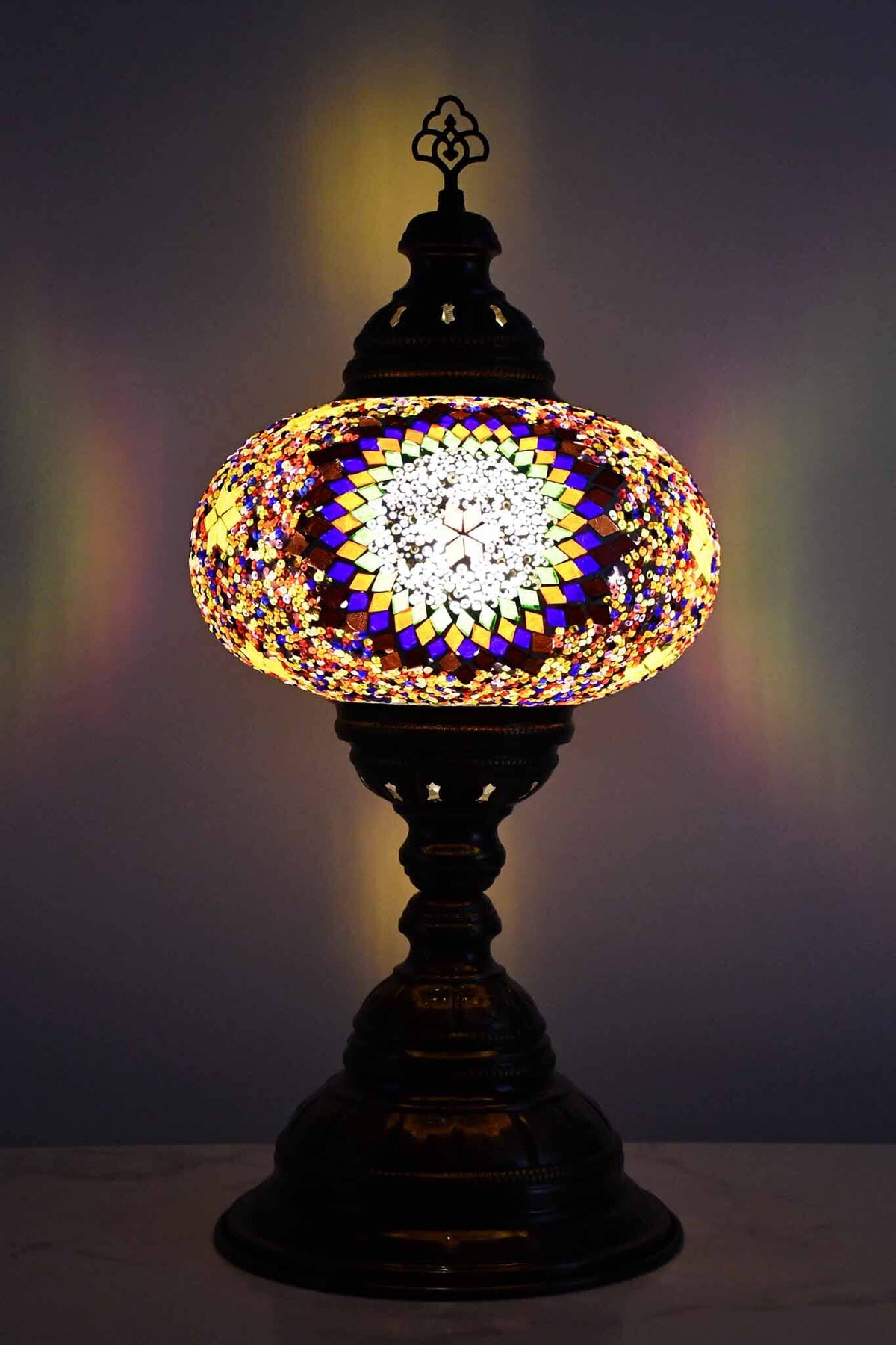 Turkish Table Lamp Large Colourful Round White Star Lighting Sydney Grand Bazaar 