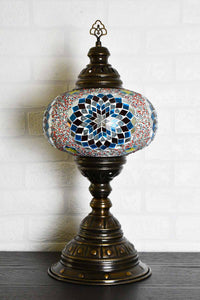 Turkish Table Lamp Large Multicoloured Aqua Red Lighting Sydney Grand Bazaar 