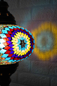 Turkish Table Lamp Large Multicoloured Aqua Red Star Lighting Sydney Grand Bazaar 