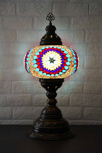 Turkish Table Lamp Large Multicoloured Aqua Red Star Lighting Sydney Grand Bazaar 