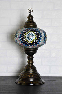 Turkish Table Lamp Large Multicoloured Aqua Red Star Lighting Sydney Grand Bazaar 