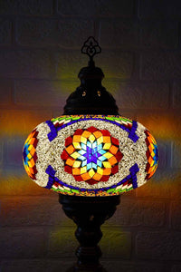 Turkish Table Lamp Large Multicoloured Blue White Star Lighting Sydney Grand Bazaar 