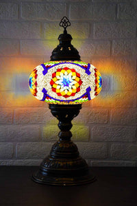 Turkish Table Lamp Large Multicoloured Blue White Star Lighting Sydney Grand Bazaar 