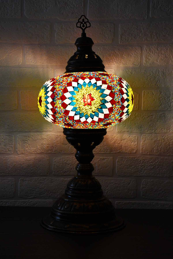 Turkish Table Lamp Large Multicoloured Teal Round Beads Lighting Sydney Grand Bazaar 