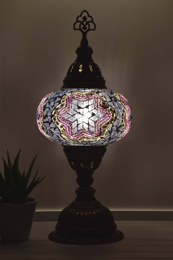 Turkish Table Lamp Purple Pink Mosaic Star Lighting Sydney Grand Bazaar 