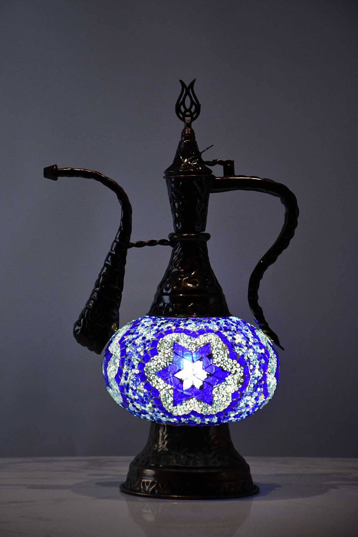 Turkish Teapot Mosaic Lamp Star Bead Design Blue Lighting Sydney Grand Bazaar 