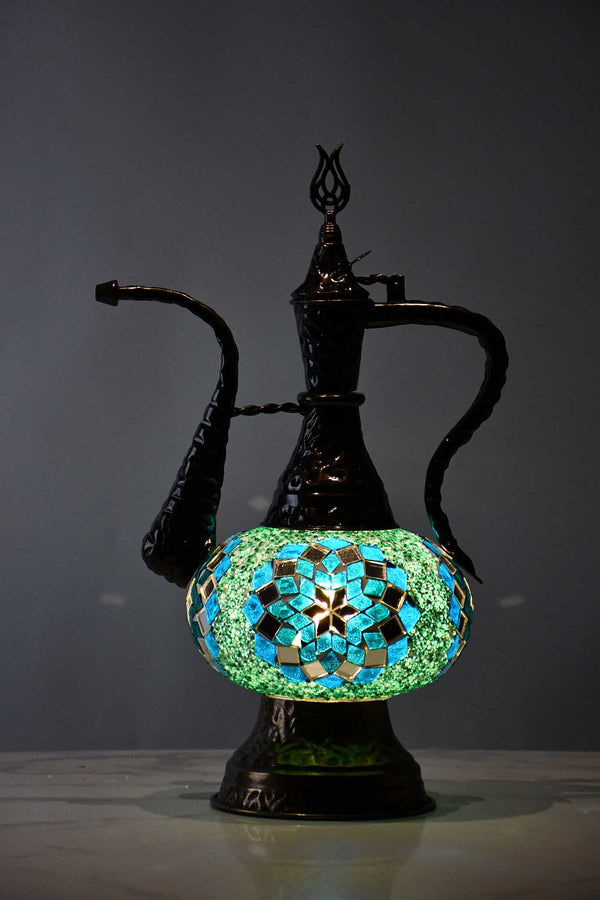 Turkish Teapot Mosaic Lamp Star Bead Sea Green Lighting Sydney Grand Bazaar 