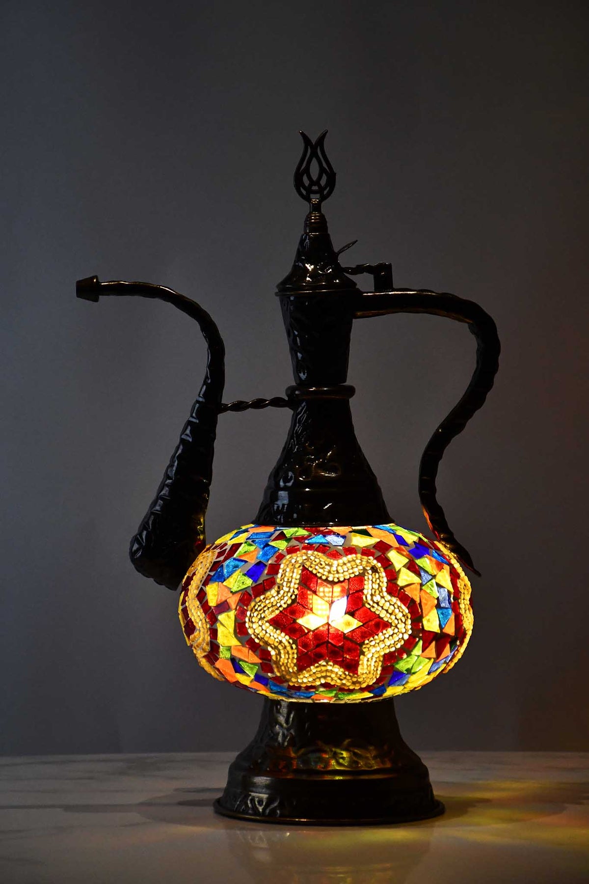 Turkish Teapot Mosaic Lamp Star Red Design Colourful Lighting Sydney Grand Bazaar 