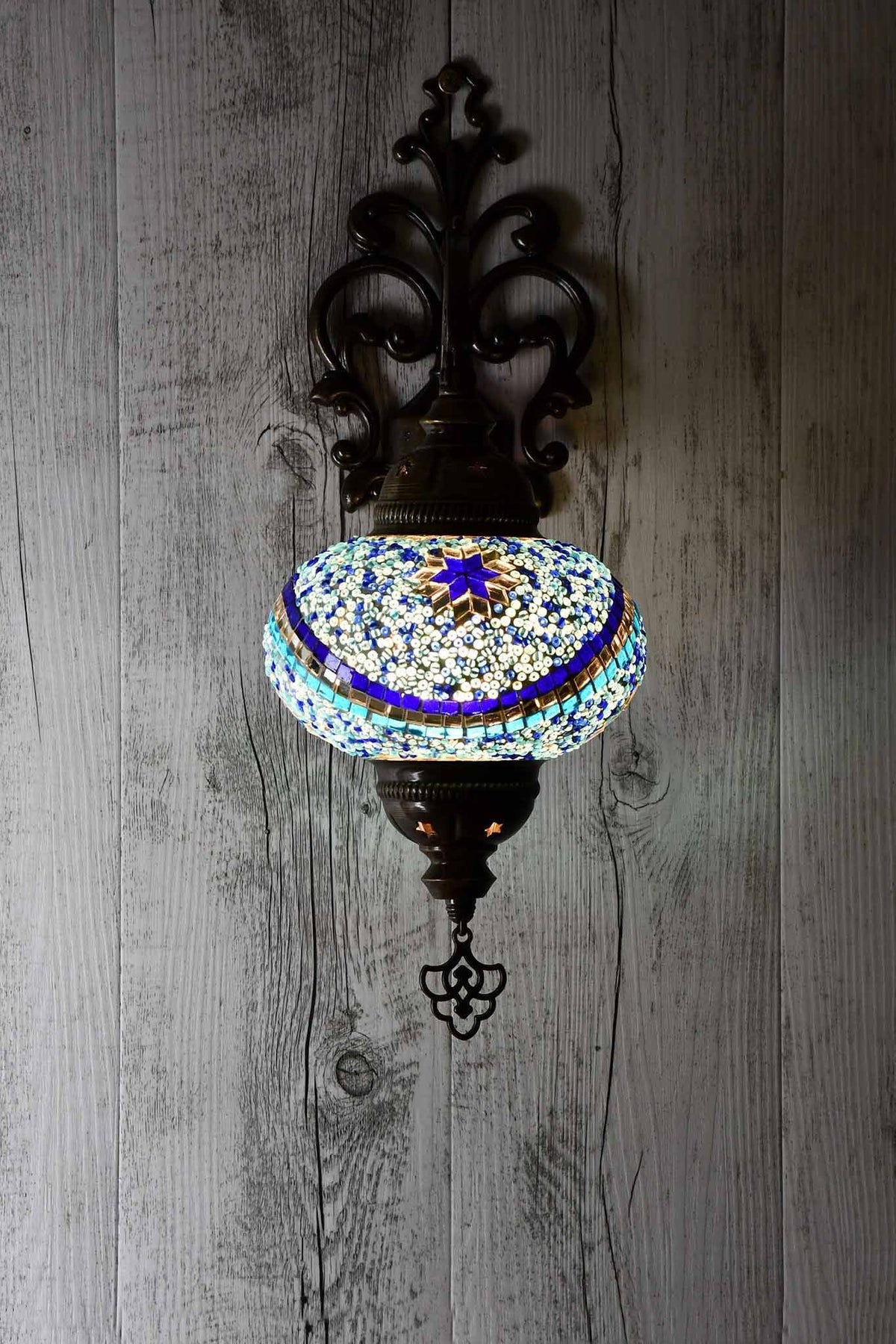 Turkish Wall Light Single Blue Aqua Round Star Lighting Sydney Grand Bazaar 