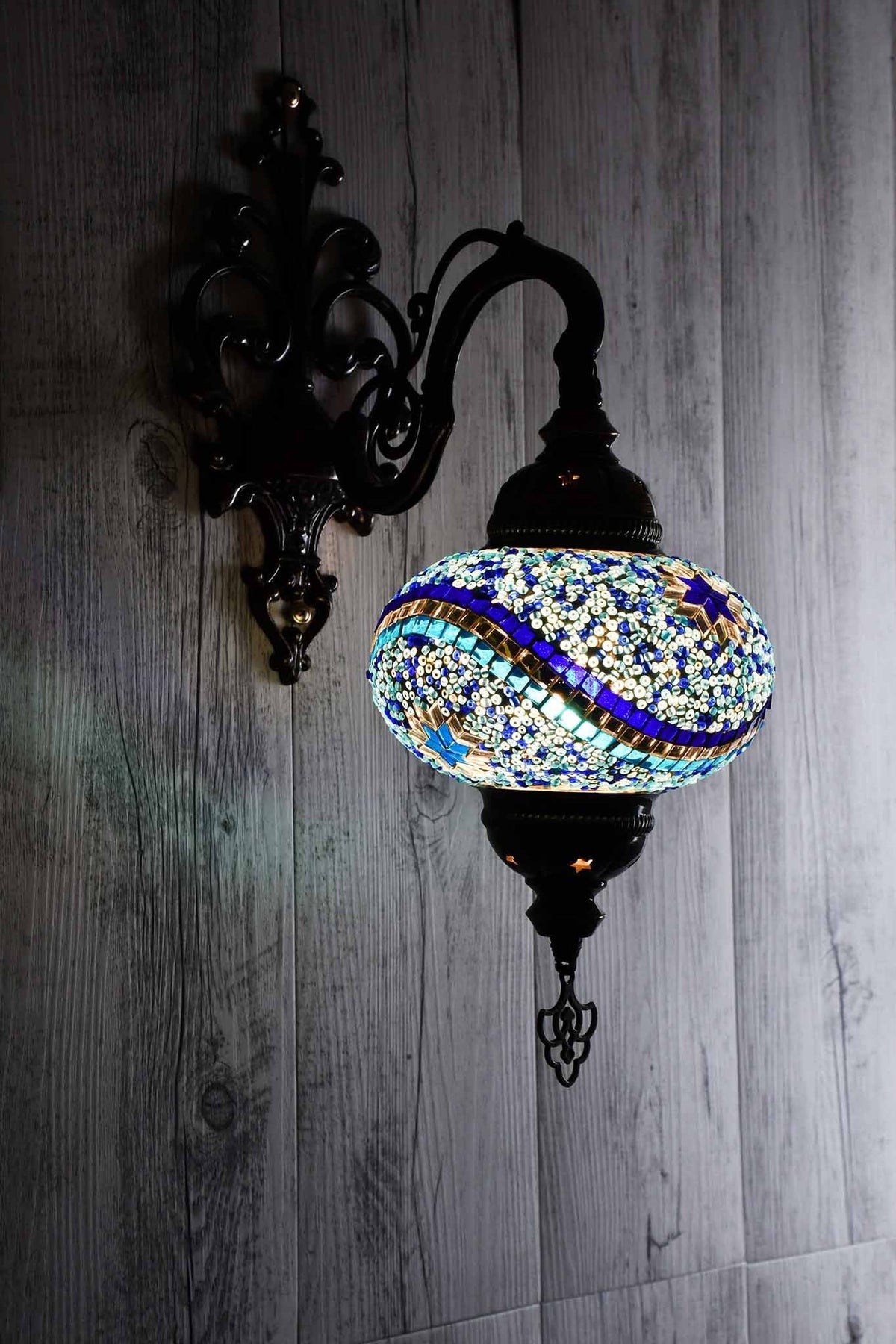 Turkish Wall Light Single Blue Aqua Round Star Lighting Sydney Grand Bazaar 